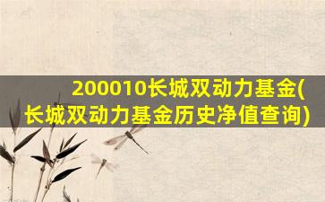 200010长城双动力基金(长城双动力基金历史净值查询)-图1