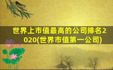 世界上市值最高的公司排名2020(世界市值第一公司)-图1