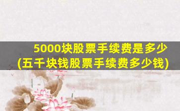 5000块股票手续费是多少(五千块钱股票手续费多少钱)-图1