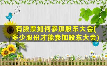 有股票如何参加股东大会(多少股份才能参加股东大会)-图1