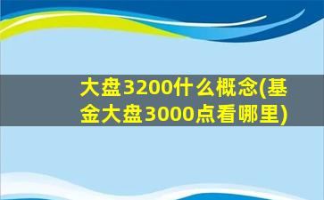 大盘3200什么概念(基金大盘3000点看哪里)-图1