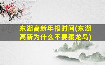 东湖高新年报时间(东湖高新为什么不要藏龙岛)-图1