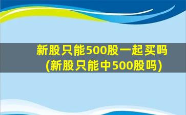 新股只能500股一起买吗(新股只能中500股吗)-图1