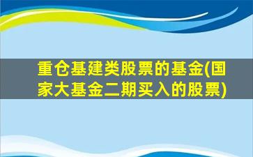 重仓基建类股票的基金(国家大基金二期买入的股票)-图1