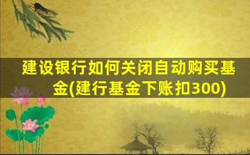 建设银行如何关闭自动购买基金(建行基金下账扣300)-图1