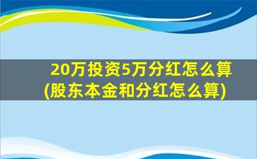 20万投资5万分红怎么算(股东本金和分红怎么算)-图1