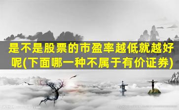 是不是股票的市盈率越低就越好呢(下面哪一种不属于有价证券)-图1