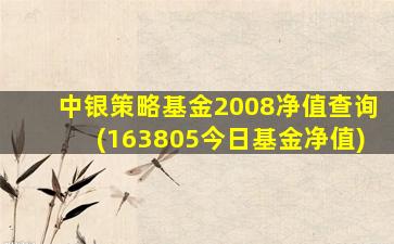 中银策略基金2008净值查询(163805今日基金净值)-图1