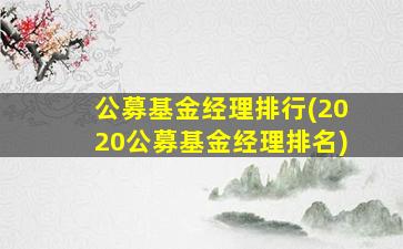 公募基金经理排行(2020公募基金经理排名)-图1