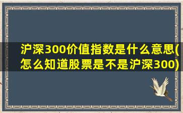 沪深300价值指数是什么意思(怎么知道股票是不是沪深300)-图1