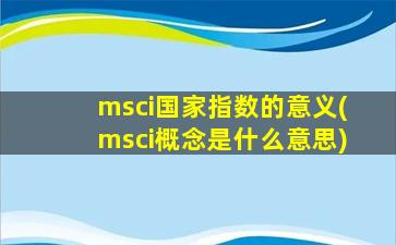 msci国家指数的意义(msci概念是什么意思)-图1