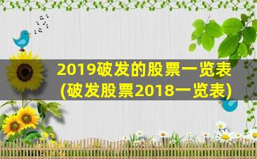 2019破发的股票一览表(破发股票2018一览表)-图1