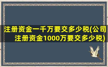 注册资金一千万要交多少税(公司注册资金1000万要交多少税)-图1