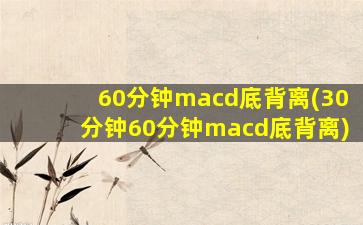 60分钟macd底背离(30分钟60分钟macd底背离)-图1