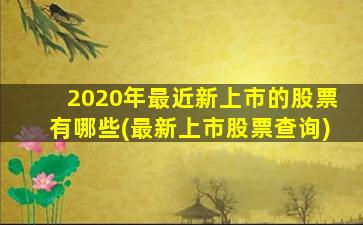 2020年最近新上市的股票有哪些(最新上市股票查询)-图1