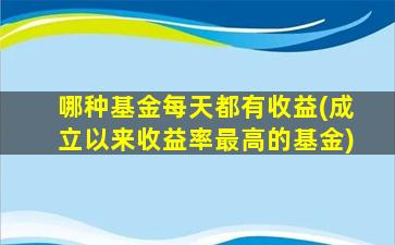 哪种基金每天都有收益(成立以来收益率最高的基金)-图1