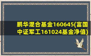 鹏华混合基金160645(富国中证军工161024基金净值)-图1