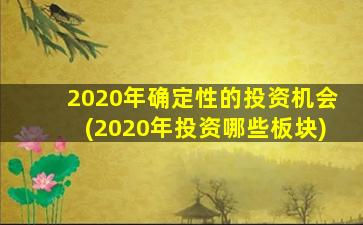 2020年确定性的投资机会(2020年投资哪些板块)-图1