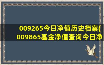 009265今日净值历史档案(009865基金净值查询今日净值)-图1