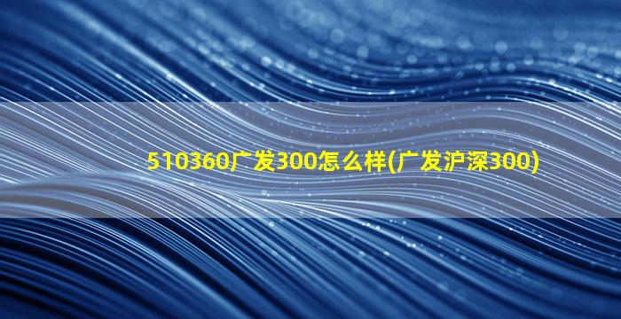 510360广发300怎么样(广发沪深300)-图1