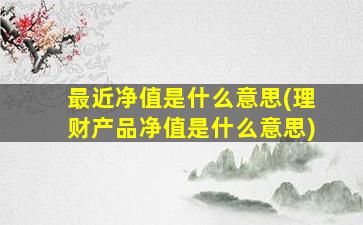 最近净值是什么意思(理财产品净值是什么意思)-图1