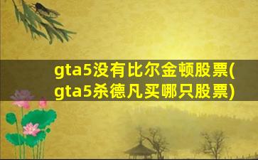 gta5没有比尔金顿股票(gta5杀德凡买哪只股票)-图1