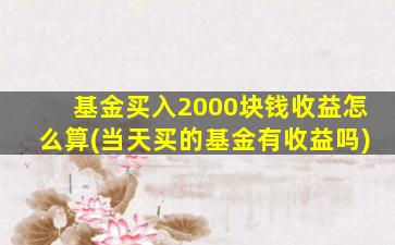 基金买入2000块钱收益怎么算(当天买的基金有收益吗)-图1