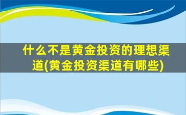 什么不是黄金投资的理想渠道(黄金投资渠道有哪些)-图1