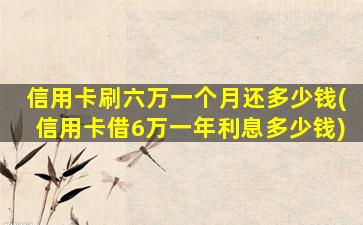 信用卡刷六万一个月还多少钱(信用卡借6万一年利息多少钱)-图1