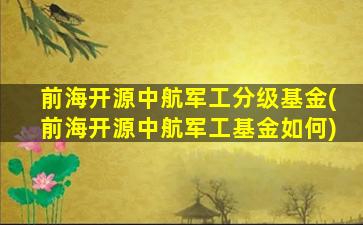 前海开源中航军工分级基金(前海开源中航军工基金如何)-图1