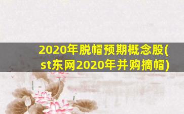 2020年脱帽预期概念股(st东网2020年并购摘帽)-图1