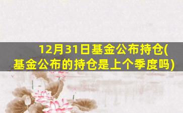 12月31日基金公布持仓(基金公布的持仓是上个季度吗)-图1