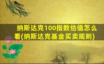 纳斯达克100指数估值怎么看(纳斯达克基金买卖规则)-图1