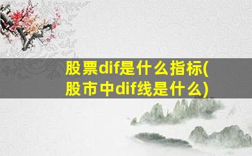 股票dif是什么指标(股市中dif线是什么)-图1