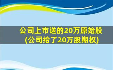 公司上市送的20万原始股(公司给了20万股期权)-图1