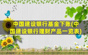 中国建设银行基金下账(中国建设银行理财产品一览表)-图1