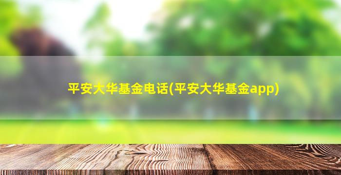 平安大华基金电话(平安大华基金app)-图1