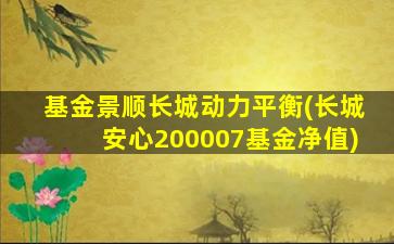 基金景顺长城动力平衡(长城安心200007基金净值)-图1