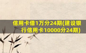 信用卡借1万分24期(建设银行信用卡10000分24期)-图1