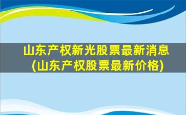 山东产权新光股票最新消息(山东产权股票最新价格)-图1