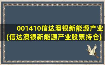 001410信达澳银新能源产业(信达澳银新能源产业股票持仓)-图1