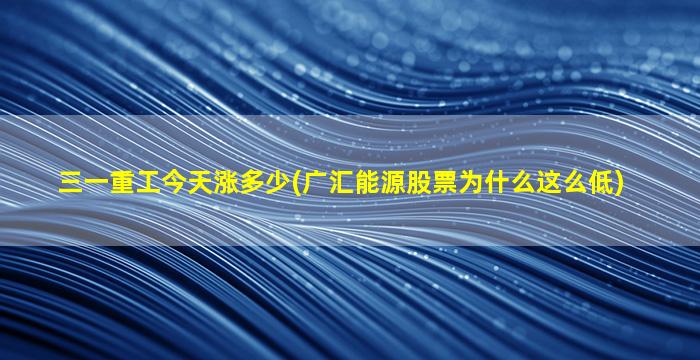 三一重工今天涨多少(广汇能源股票为什么这么低)-图1