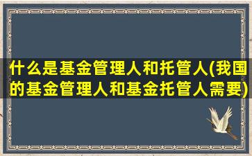 什么是基金管理人和托管人(我国的基金管理人和基金托管人需要)-图1