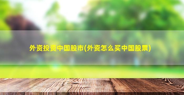 外资投资中国股市(外资怎么买中国股票)-图1