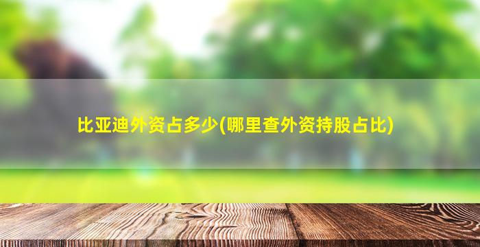 比亚迪外资占多少(哪里查外资持股占比)-图1