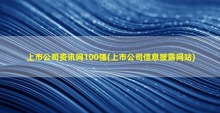 上市公司资讯网100强(上市公司信息披露网站)-图1