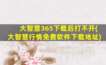 大智慧365下载后打不开(大智慧行情免费软件下载地址)-图1