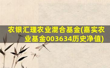 农银汇理农业混合基金(嘉实农业基金003634历史净值)-图1