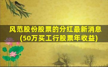 风范股份股票的分红最新消息(50万买工行股票年收益)-图1